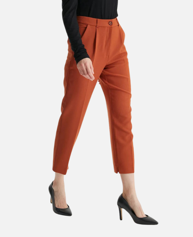 Pantalon à Taille Haute et à Plis